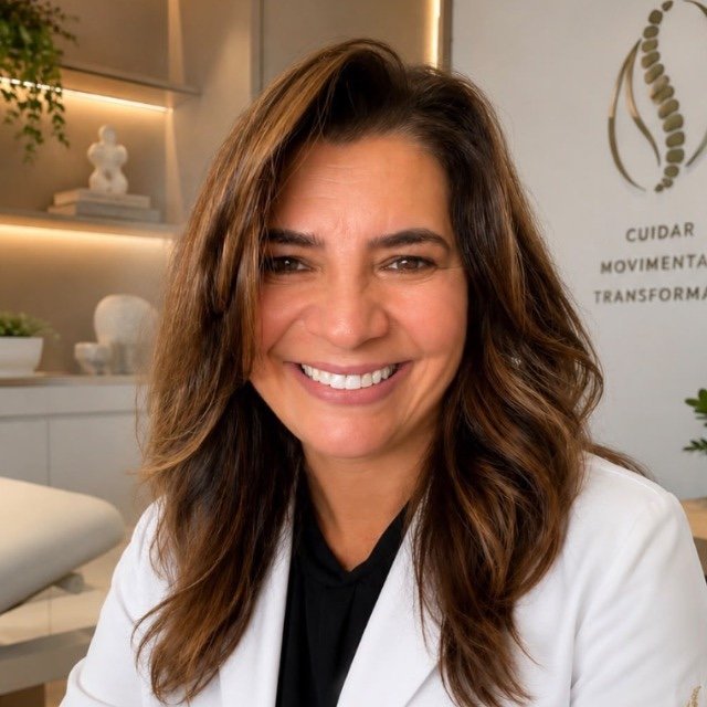 Dra. Simone Zanon, fisioterapeuta, no consultório em Ponta Grossa